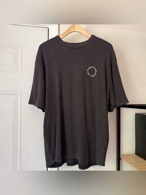 P&co washed black dark grey embroidered crew neck short sleeve tee t-shirt